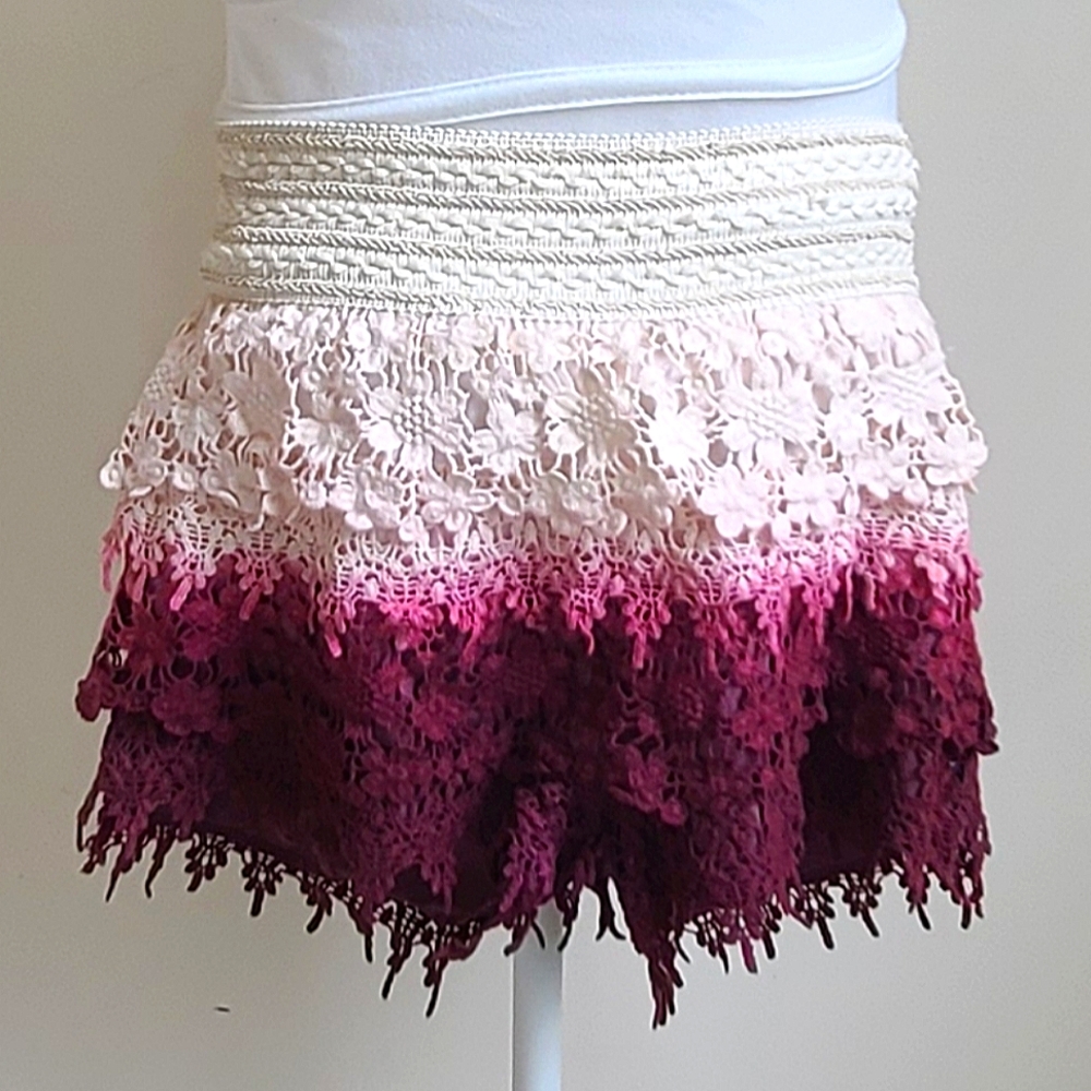 Burgundy & Cream Ombre Shorts